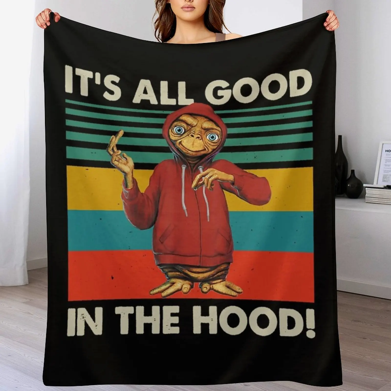 Retro Ita??s All Good in The Hood Essential T-Shirt Throw Blanket Fluffy Cozy Throw Blanket for Home Decor