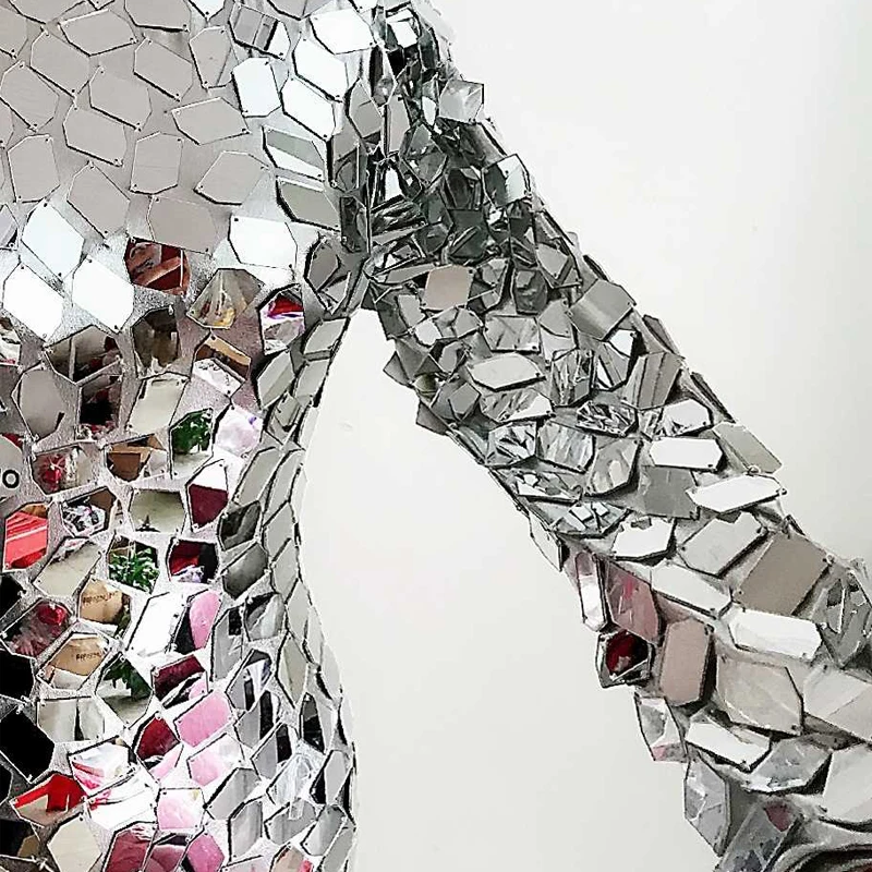 Spiegel Pailletten Toneelkostuum Zanger Danser Prestaties Jumpsuit Carnaval Festival Kleding Rave Outfit Zilveren Romper yj031