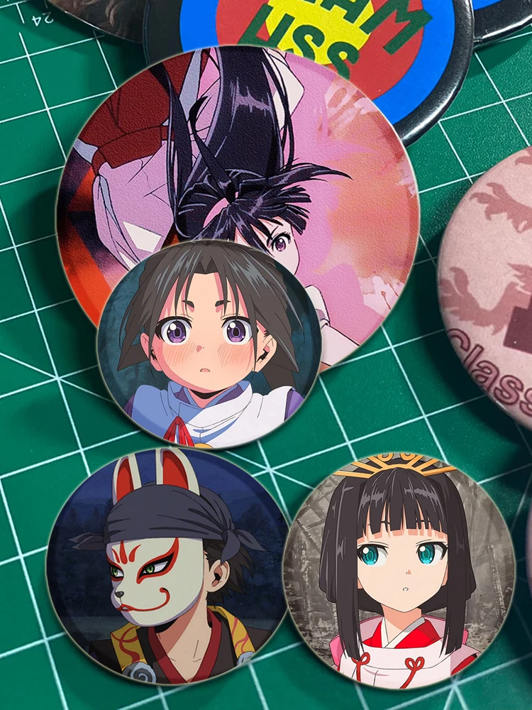 32/44/58 مللي متر أنيمي الساموراي الإبداعية دبابيس التلبيب المستديرة شخصية كرتونية مضحك شارة بروش مجوهرات اكسسوارات هدايا #6