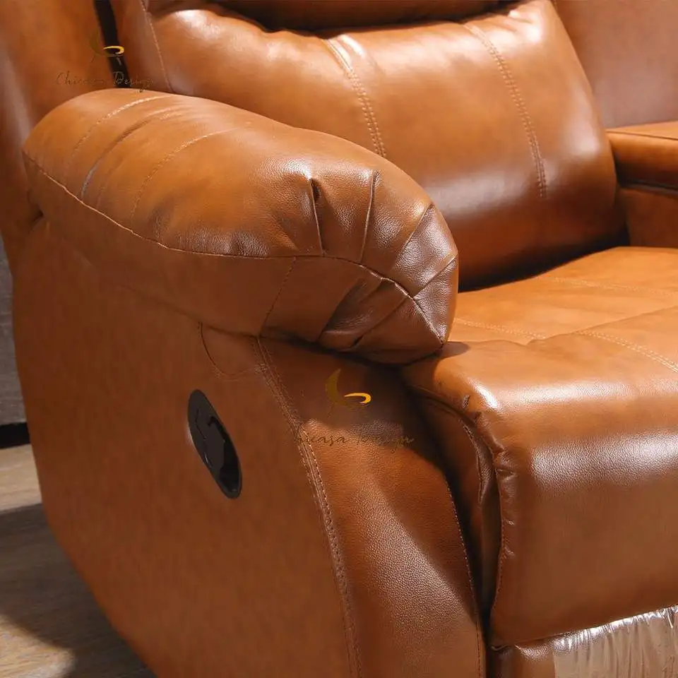 Modern Living Room Sectional Sofa With Comfort Cushions And Genuine Leather Upholstery For Family Seating And Home Lounge Use