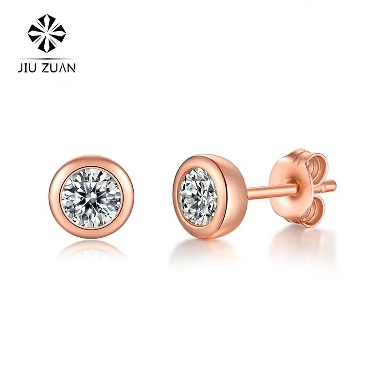 

JIUZUAN 0.5Carat D Color Moissanite Stud Earrings For Women Top Quality 100% 925 Sterling Silver 18k Rose Gold Wedding Jewelry