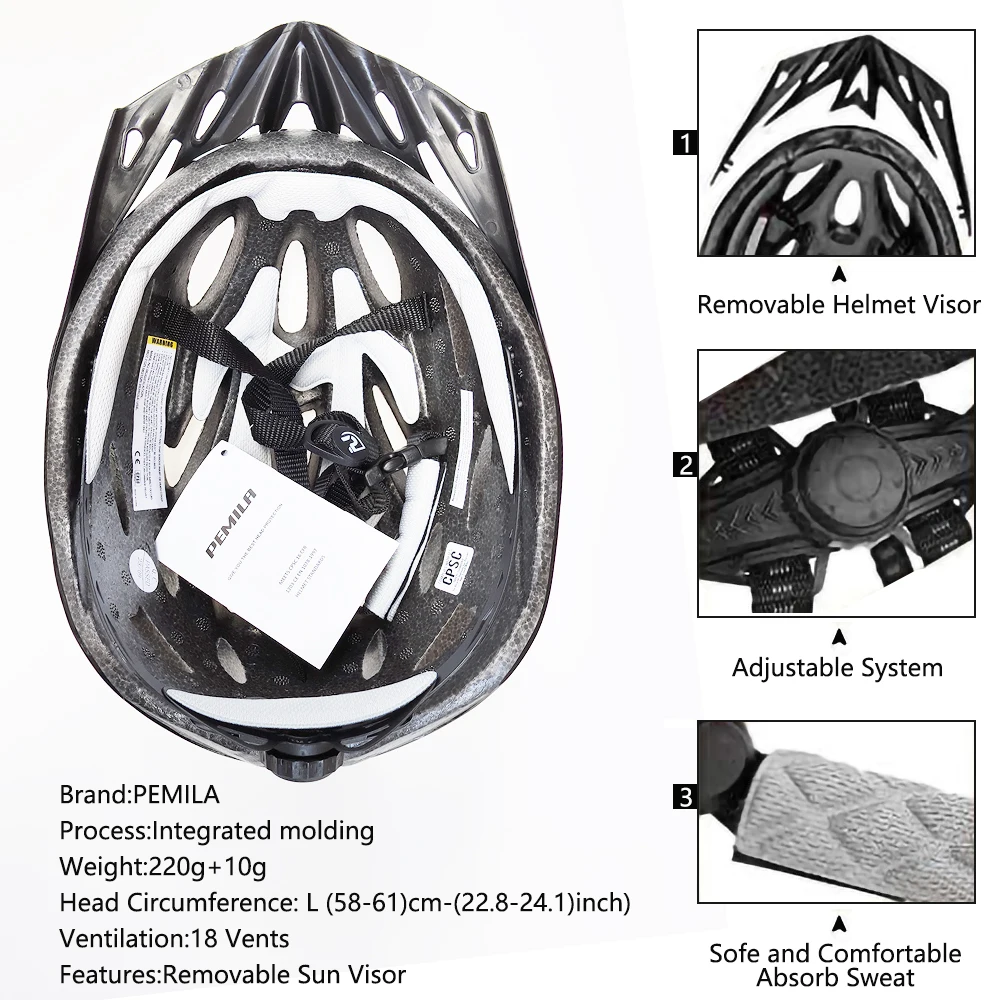 PEMILA 2024 nuovo casco da ciclismo ultraleggero berretto di sicurezza da ciclismo casco da bicicletta MTB per donna uomo attrezzatura da corsa