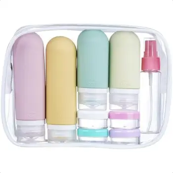Sada 12 cestovních lahví, silikonové nepropustné stlačitelné nádoby schválené TSA na toaletní potřeby, kondicionér, šampon, mléko a... 8 nejlepší prodej velkoobchod s prázdnými lahvemi od šamponu - №5