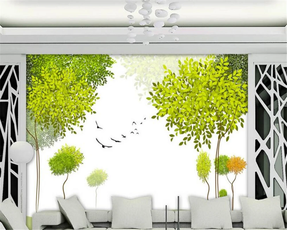 

Custom wallpaper Nordic hand-painted Forest bird bedroom children's room background wall decoration 3d wallpaper papel tapiz