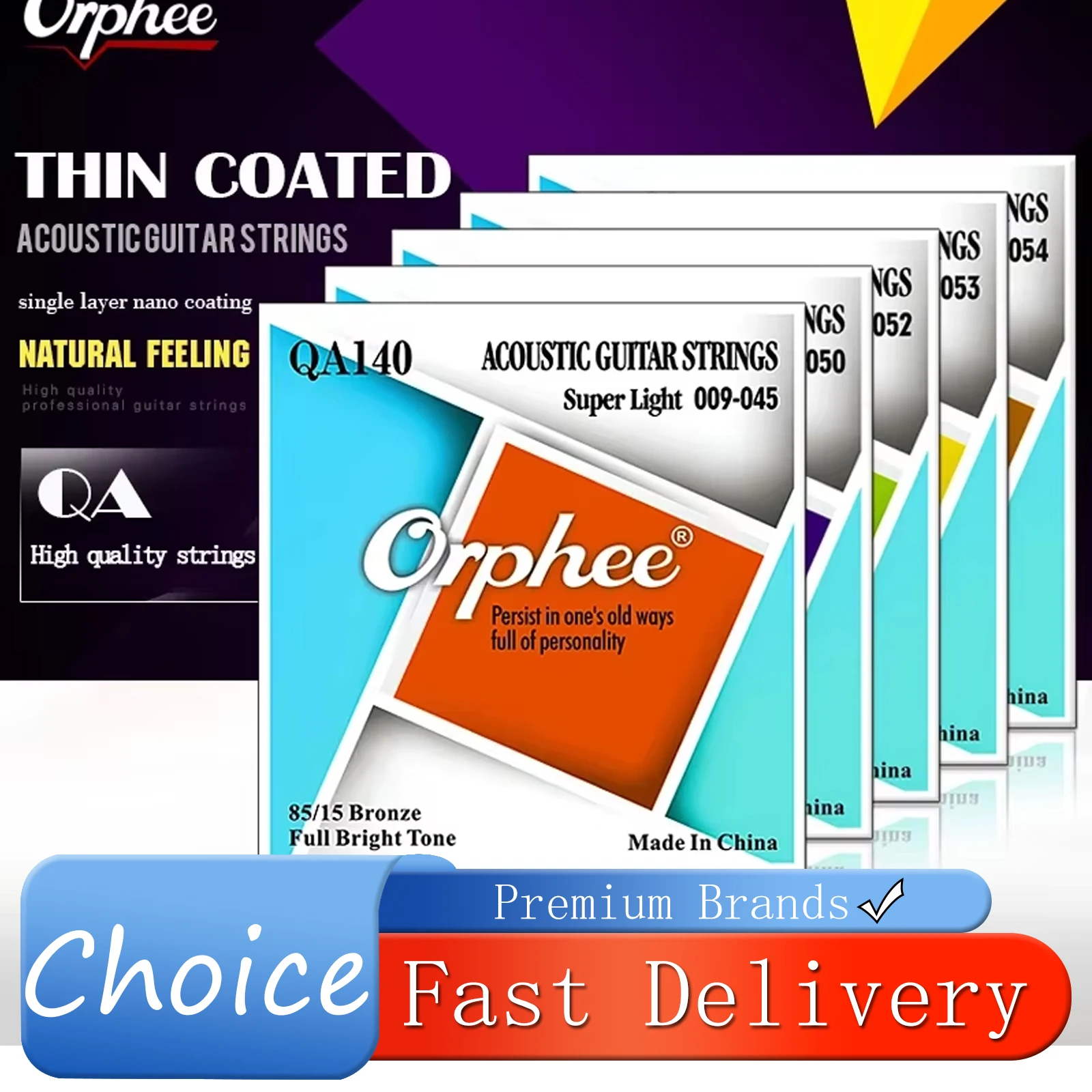 Orphee Acoustic Guitar Strings Q Series Nickel Plated of High Hexagonal Carbon Steel String Folk Guitarra Parts & Accessories