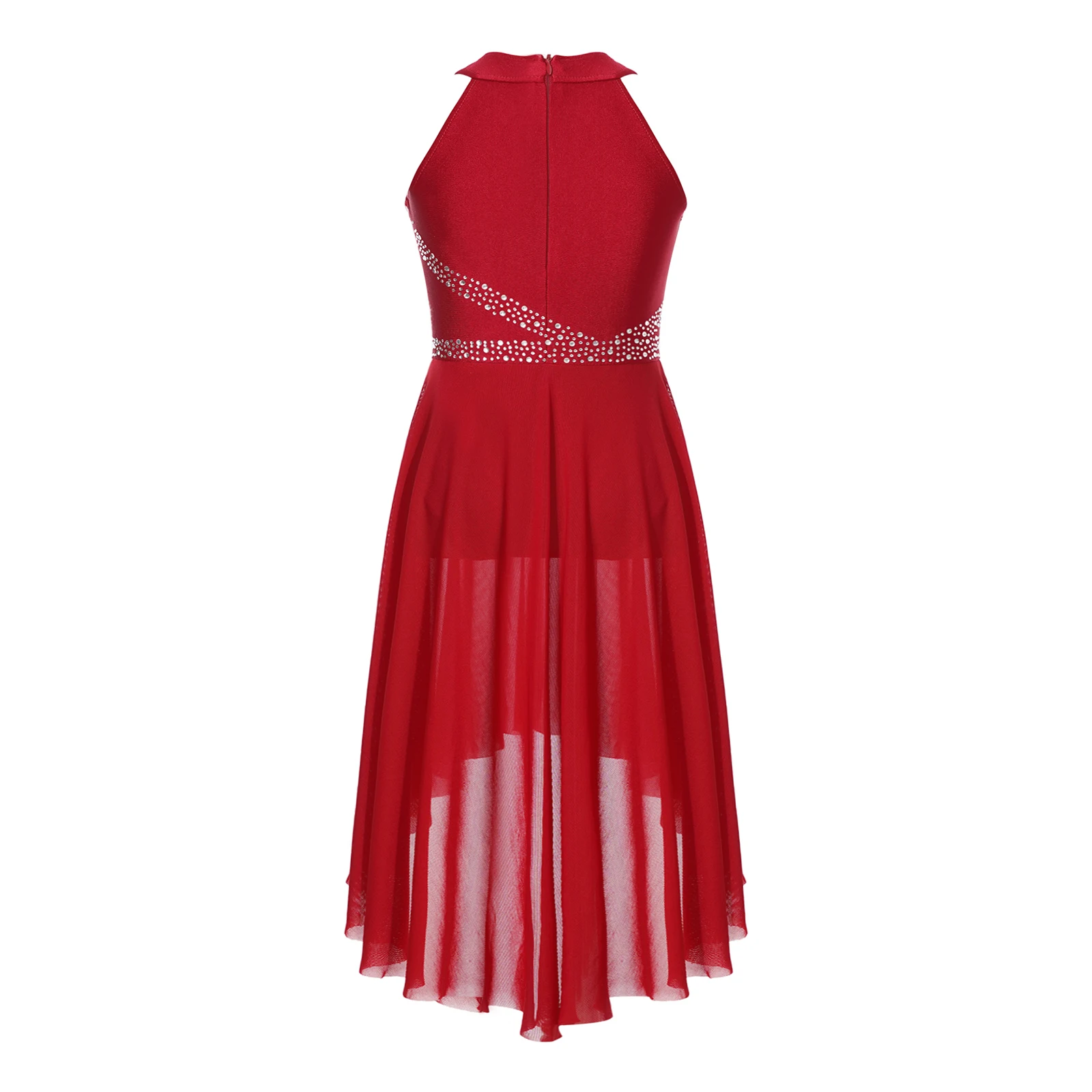 Kids Girls Rhythmic Gymnastics Ballet Dance Costume Rhinestone Ruched Leotard Waltz Ballet Jersey Dresses