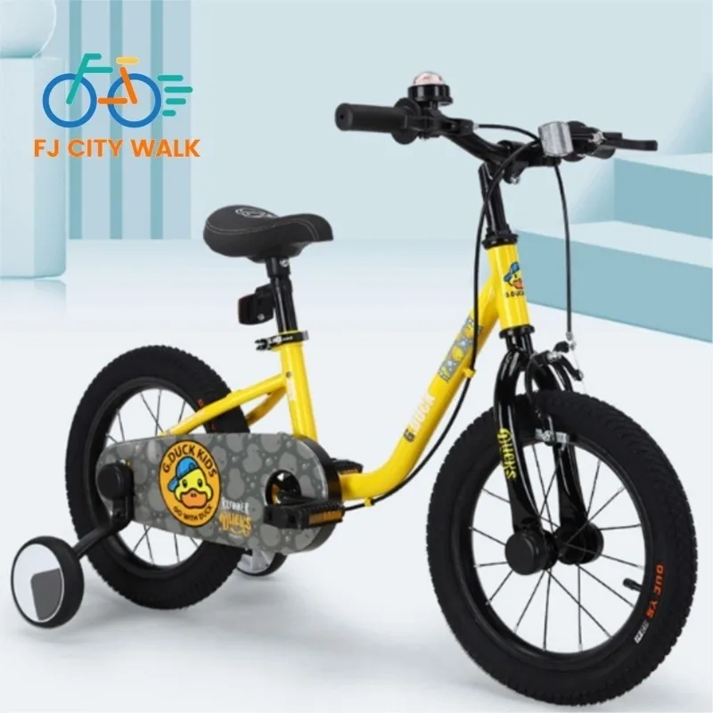 

FJ Lightweight Classic Fashion Little Yellow Duck Children's Bicycle With Auxiliary Wheels 14-16 Inch Men And Girls Outdoor Bike