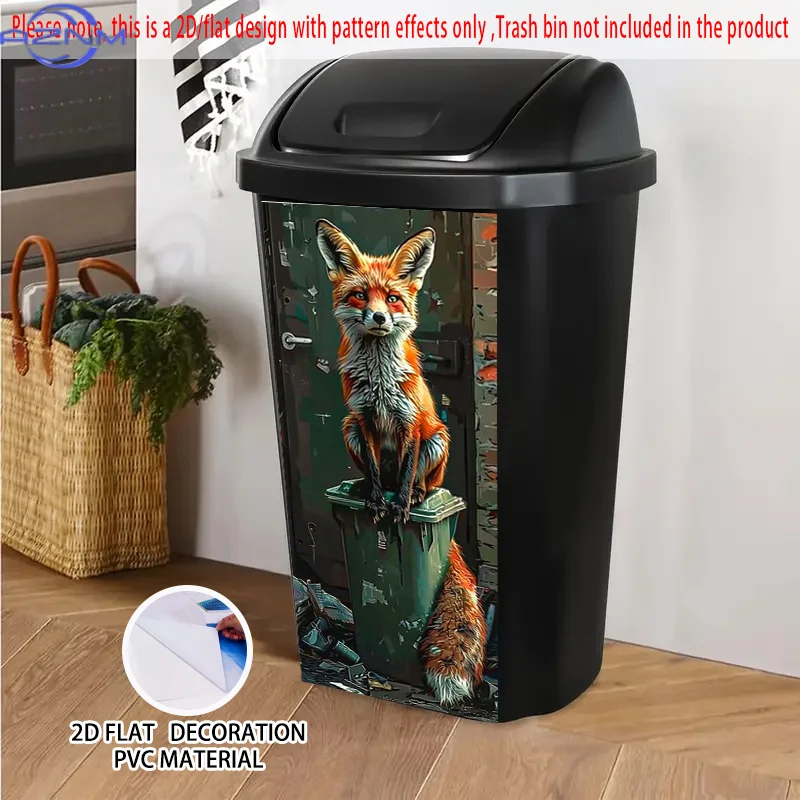 of Fox Design Self-Adhesive Stickers for Trash Cans, Made of PVC. These Decorative Stickers Are Suitable for Wheelie Bins And