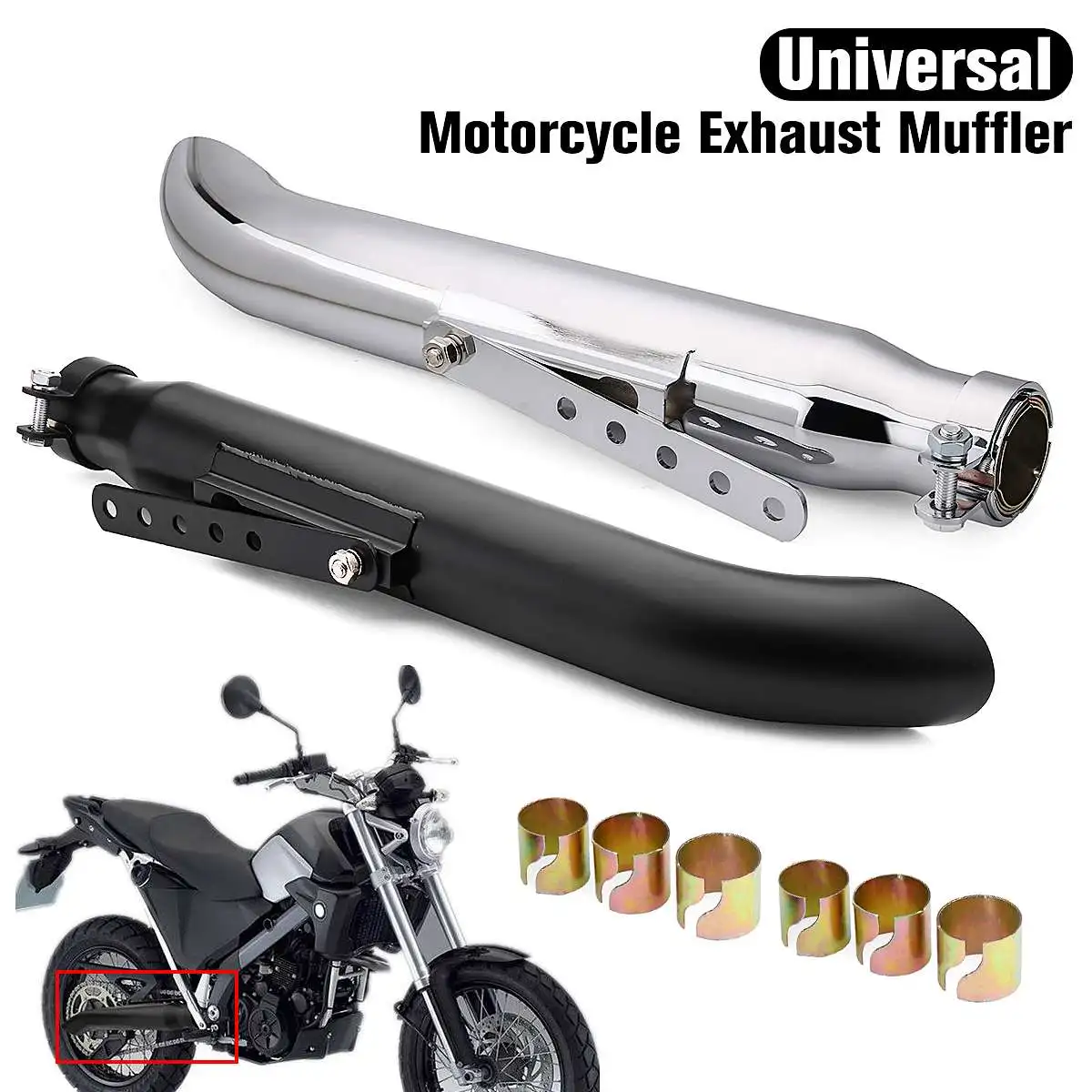 

2pcs Motorcycle Exhaust Modified Retro Cafe Racer Muffler Racing Pipe Tip For Honda CG125 GN125 sr400 Yamaha Suzuki Kawasaki