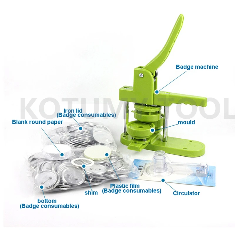 

Button Maker Machine 25-58mm DIY Button Pin Badge Maker With 100Pcs Button Parts+Circle Cutter Badge Press Machine
