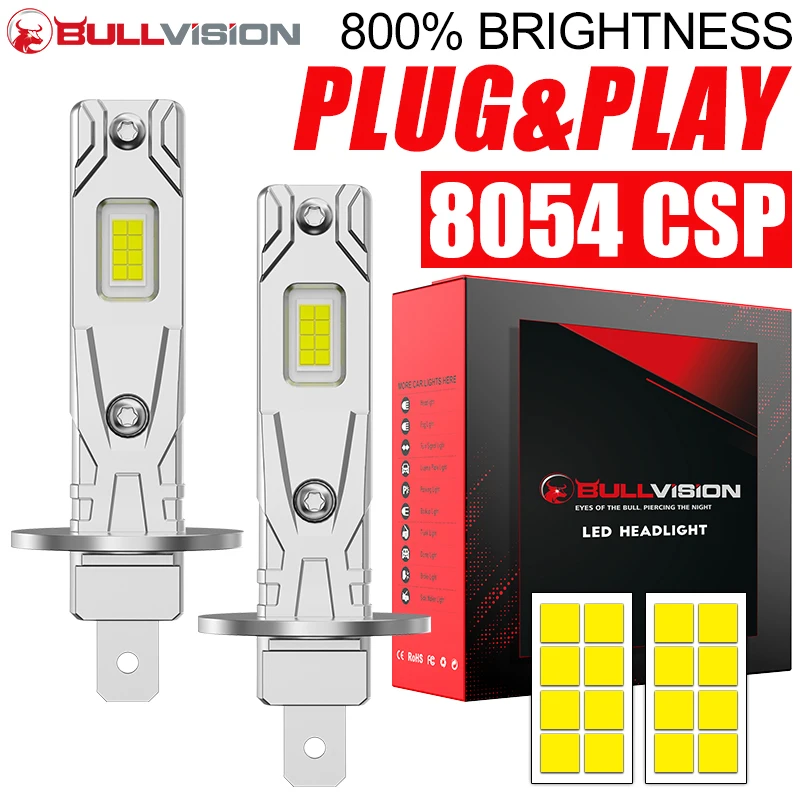 H1 LED Headlights Powerful CANBUS Bulb 6000K 1:1 Mini Size Spotlights Light for Car Fanless Automobile Fog Light Ampoule Led H1