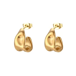 Trends Irregular Geometric Shape Creole Stud Earrings Gold Color Stainless Steel Unusual Earrings For Woman Ear Creoles YMXE120