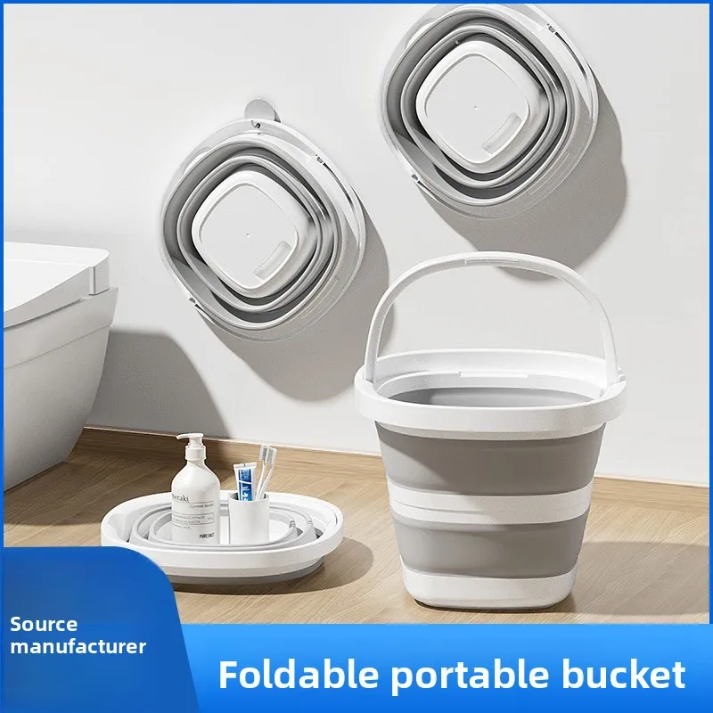 Folding bucket Household plastic Dormitory folding  Portable size number Travel outdoor fishing Portable