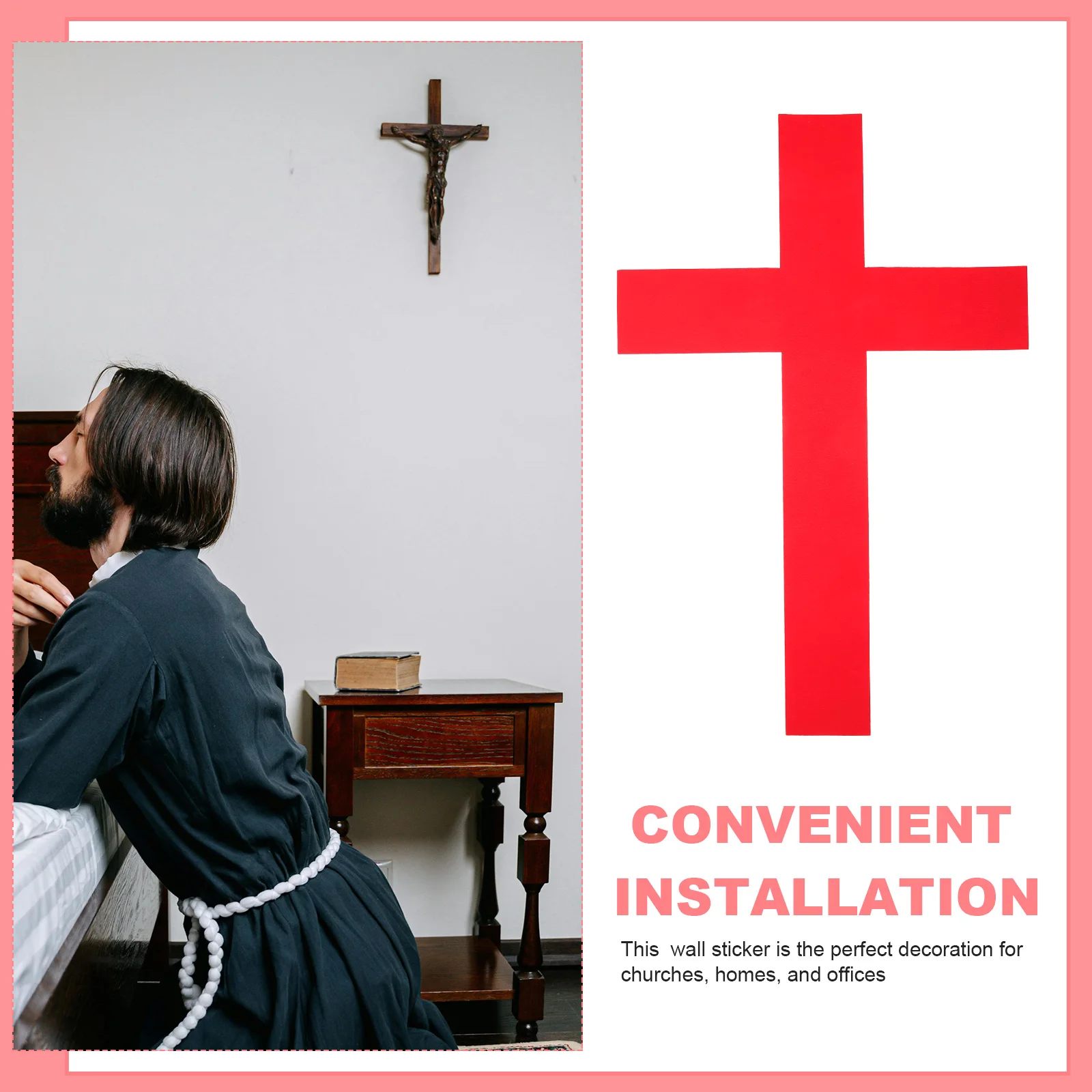 

Cross Wall Sticker Rustic Crosses Decor Prayer Corner Wedding Decal Room Home Decoration Flocking Cloth for