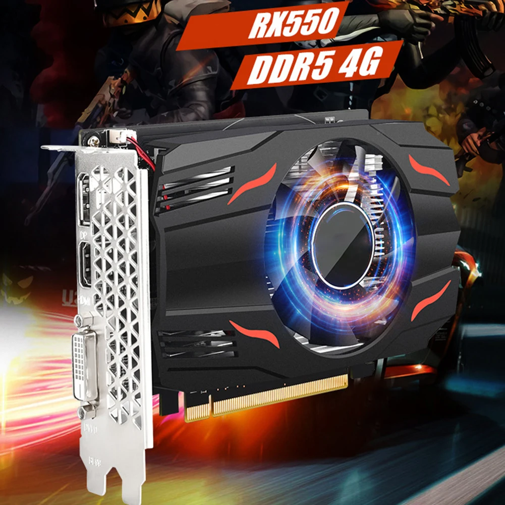 RX550/GT730/GT610 سطح المكتب بطاقة الرسومات PCI-E3.08X DDR5 4GB بطاقة الفيديو 128 بت بطاقة الرسومات الكمبيوتر DP + DV1 + HDMI-متوافق