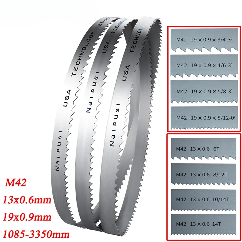 

Полотна ленточной пилы M42 биметаллические 1/2, 8, 9, 10, 12 дюймов 1140 1332 1435 1640 1840 мм полотна ленточной пилы 13 мм 19 мм полотно пилы для резки дерева металла