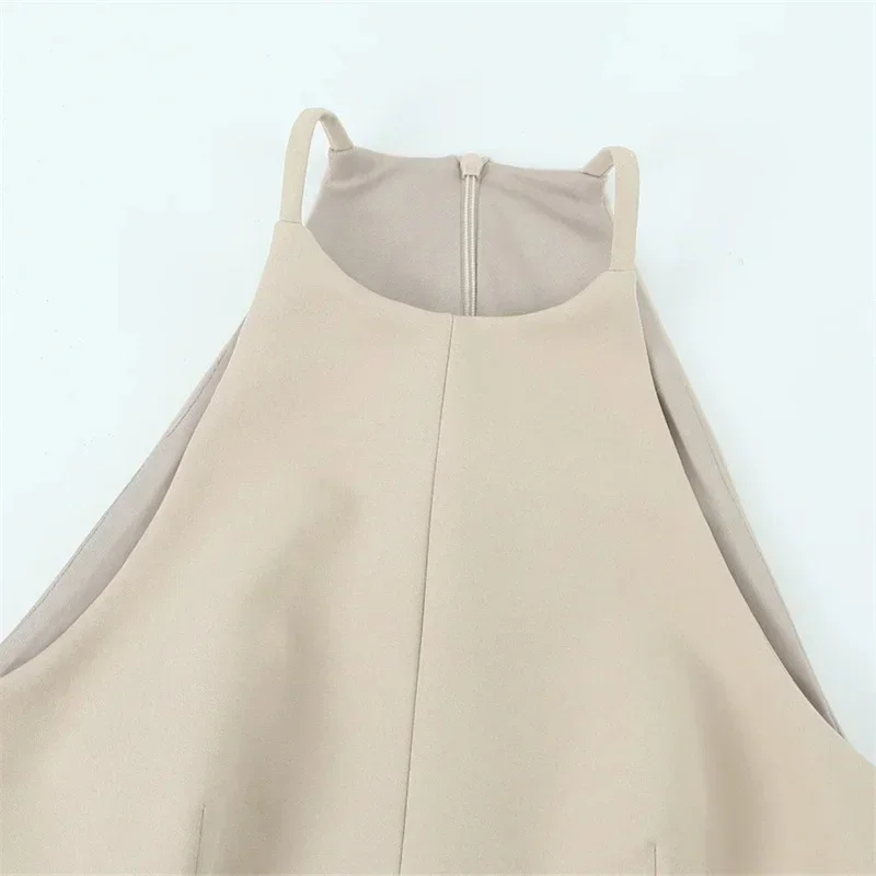 TRAF abito corto senza maniche donna abiti estivi con spalle scoperte 2024 Mini abiti con cavezza ritagliati per le donne abiti da festa Sexy da donna