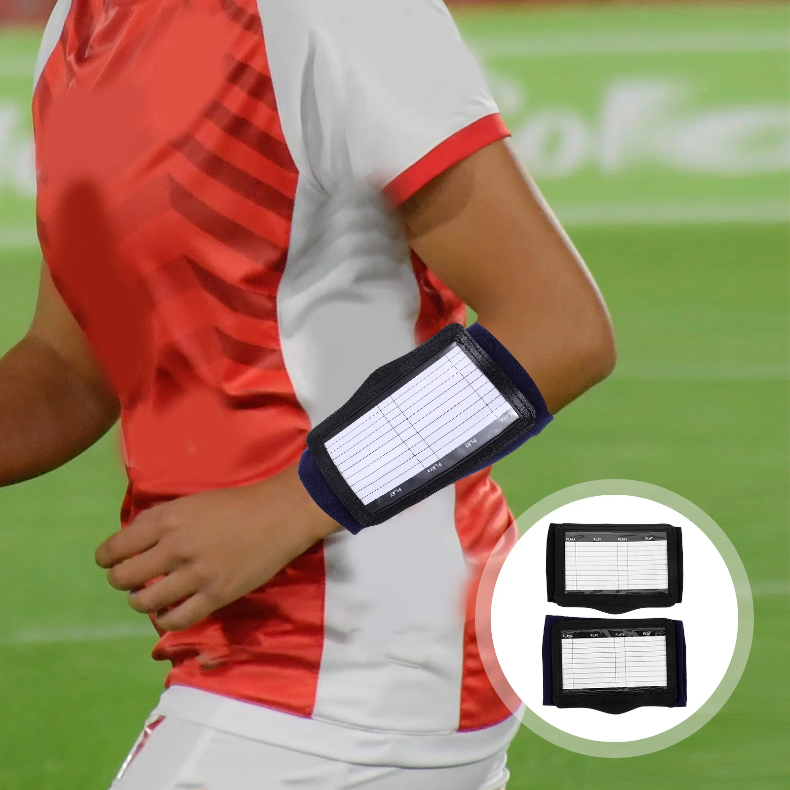 

2Pcs Tactical Wristband Comfortable Fit Playbook Wristband for Flag Tackle Touch Football Soccer Basketball Sports