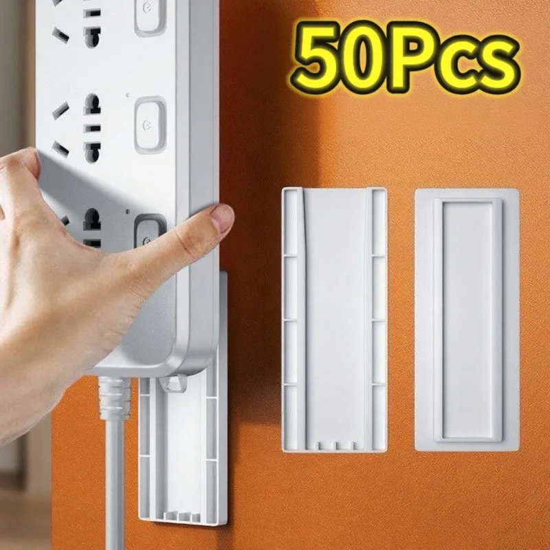 1-50 auto-adesivo tira de energia organizador fixador fio tomada tira de energia pendurado trilho deslizante plástico casa cabo plug titular rack
