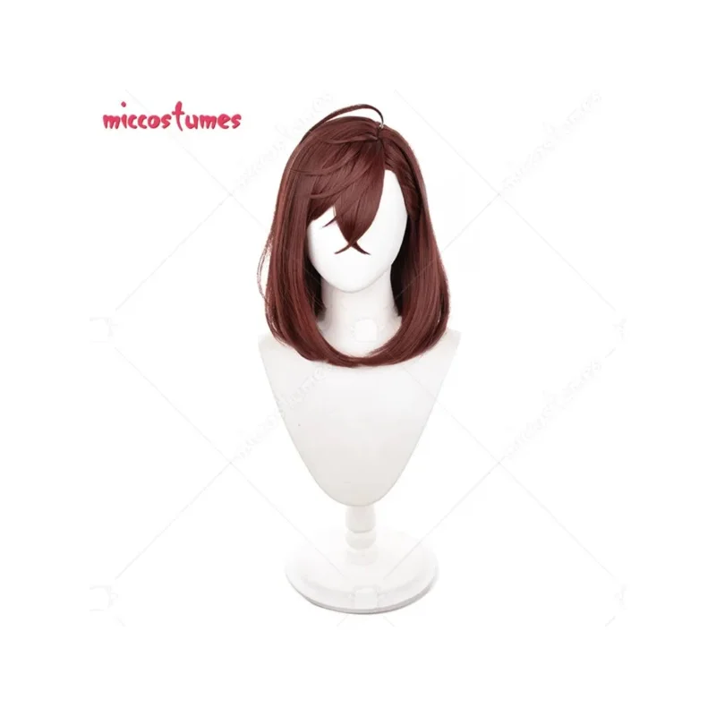 CyMICCOSTUMES Peruca feminina Ayase Cosplay curta peruca marrom avermelhada