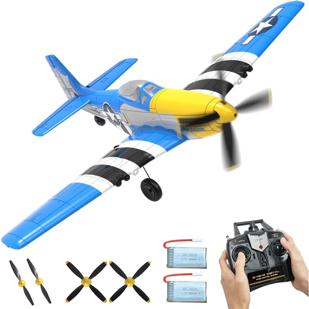 Avión RTF P51 Mustang RC de 4 canales con 3 modos: modelo listo para volar para principiantes y adultos