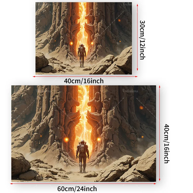 Tapisserie murale "Astronaute explorer le canyon cosmique: tapisserie murale aventure futuriste" 1 pièce