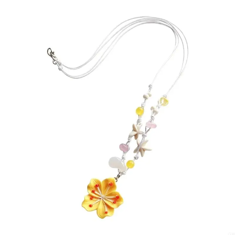  Sweet Floral Resin Pendant Collarbone Chain Stylish Accessory For Daily Wear