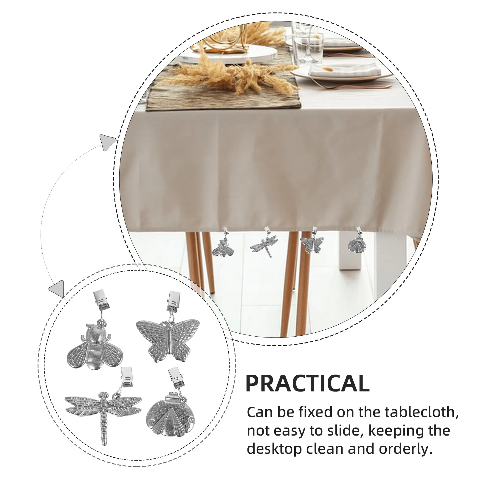 

4Pcs Insect Zinc Alloy Tablecloth Weights Practical Easy Install Remove Decorative Table Cloth Holders