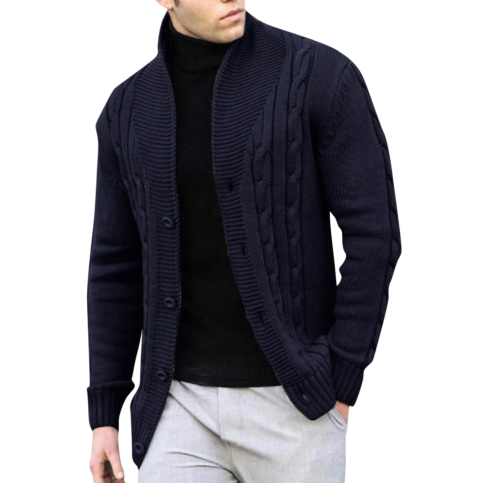 

Men'S Casual Warm Jacket Knit Cardigan Sweater Men'S Long Sleeve Zipper Cable Sweater Jacket Jackets Man Chaquetas Hombre Casaco