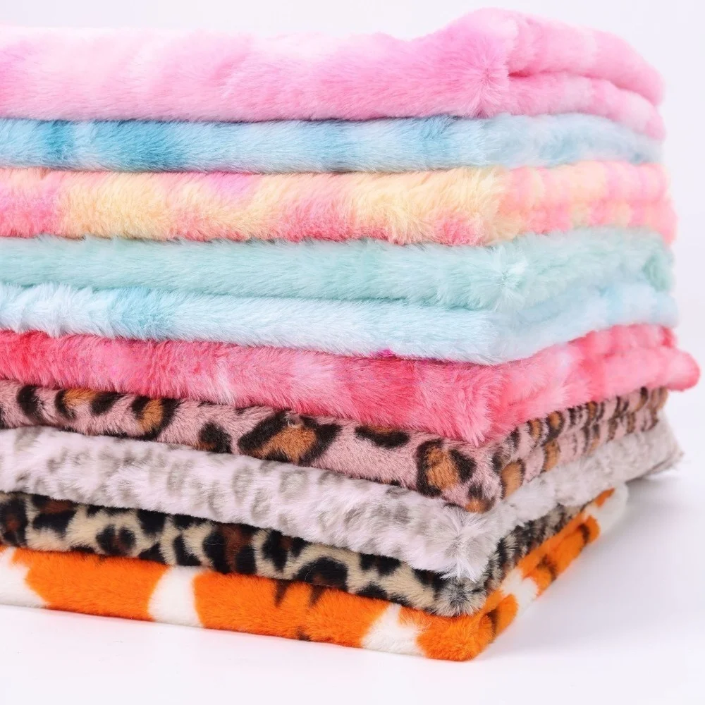 1/2/3 Yard Tie-Dye Jacquard Faux Fur Plush Sewing Fabric Soft Fluffy DIY Doll Scarf Coat Pillow Pet Bed Sew Material Home Decor - view 2
