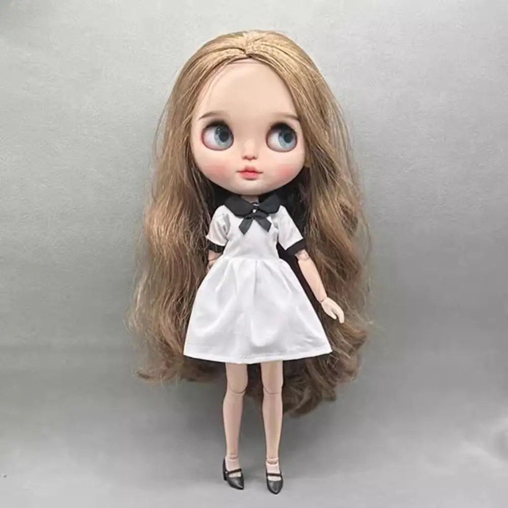 패션 라운드 넥 원피스 귀여운 미니 공주 스커트, DIY 액세서리, 활 타이 원피스, Azone ob22 ob24 인형, blythe 인형