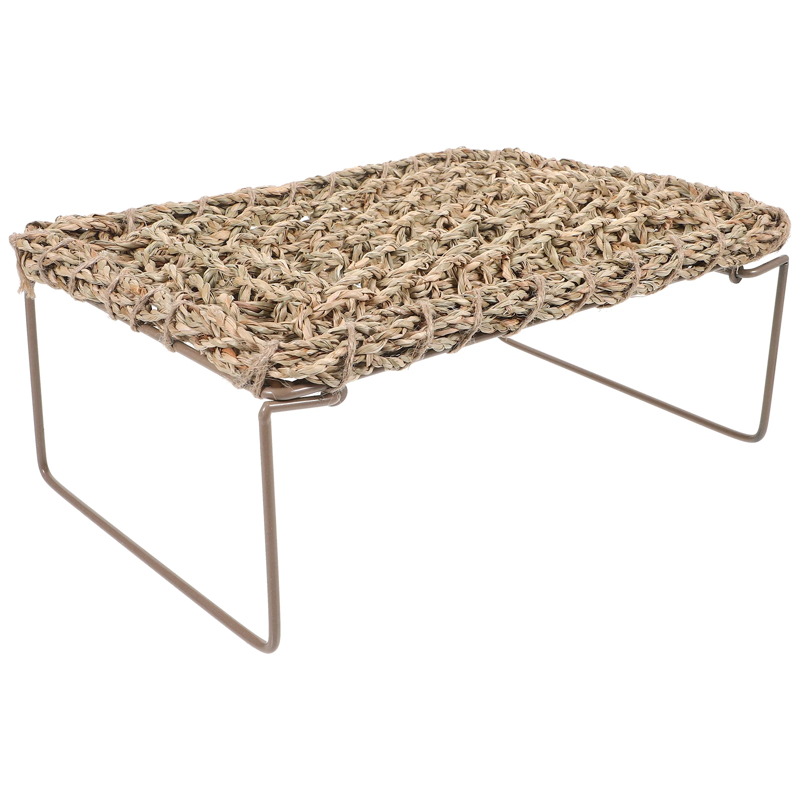 

Lizard Bed 28.5x20 Iron Frame Woven Hammock for Bearded Dragon Gecko Reptile Lounger Straw Pad Sleep Rest Play Pet Supplies
