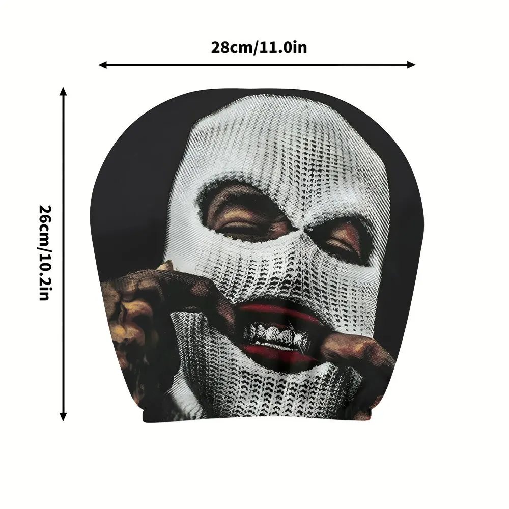 2pcs Thief white mask car headrest covers, essential for simulating funny outfits at night, retractable car interior accessories