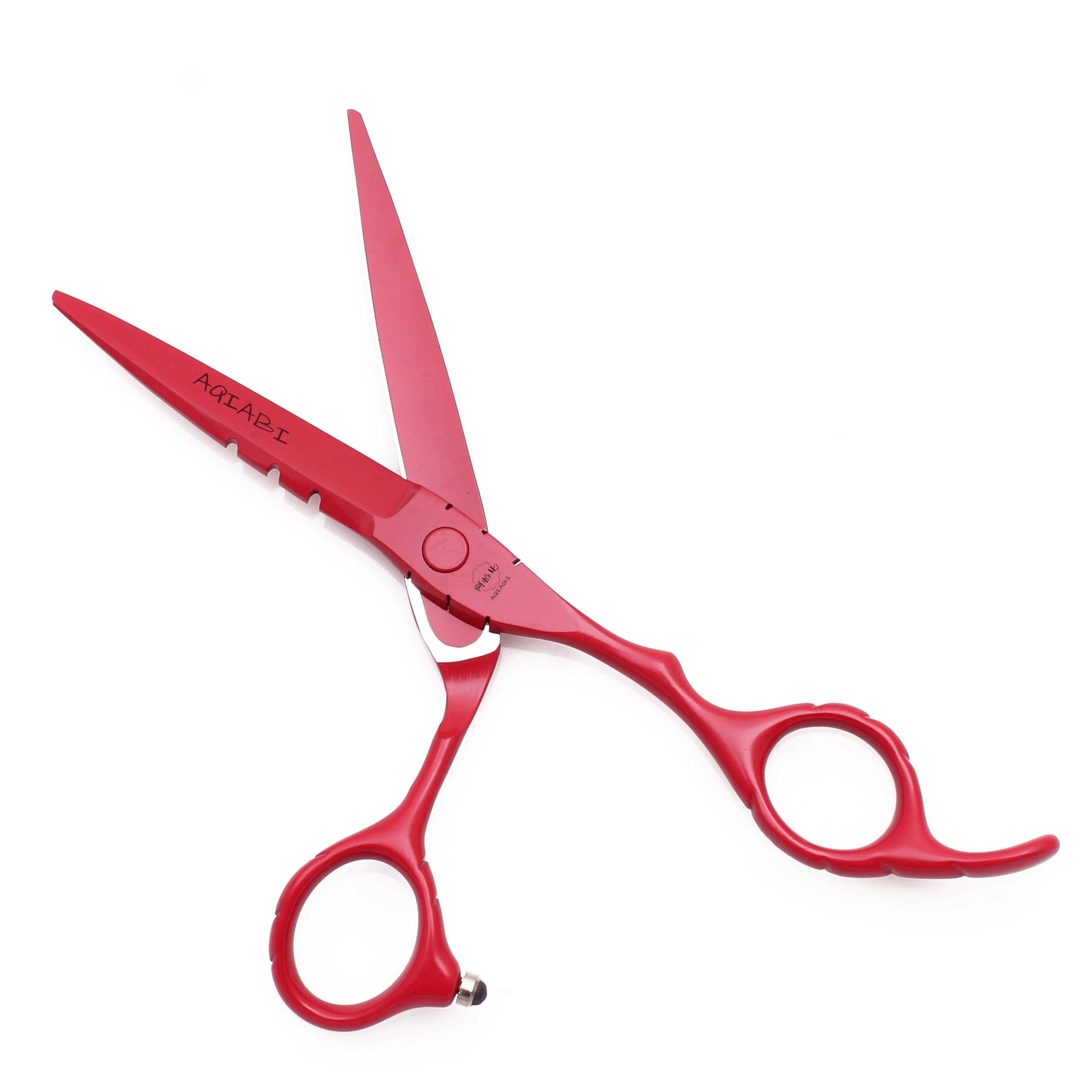 Professionelle Friseurschere 5,5" 6" AQIABI Japan Edelstahl Effilierschere Friseursalon Haarschneideschere Rot A1010 – Detail 11