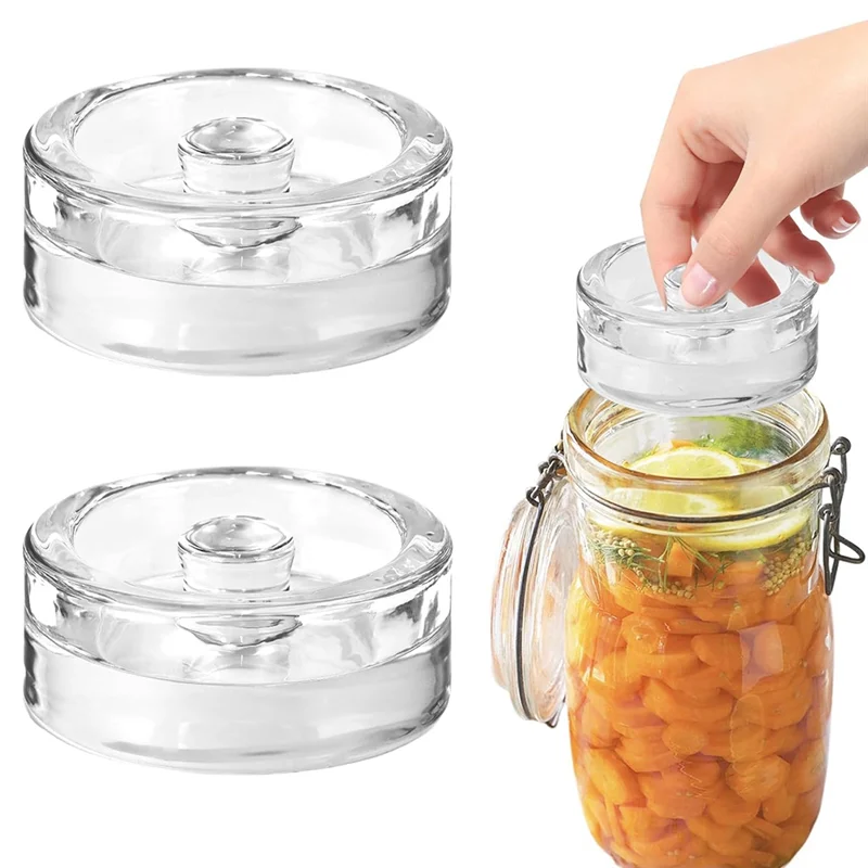 ABKP-2PCS Fermentation Weights With Grip Handle For Wide Mouth Jar And Canning Fermenting Pickling Canning Fermenting