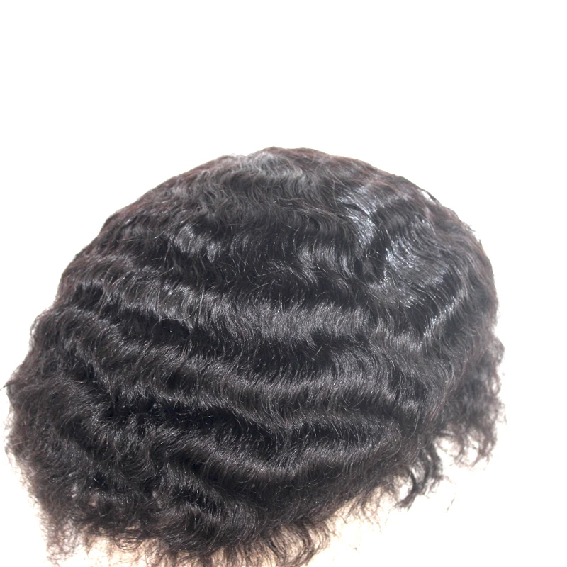 Novo 20mm afro onda homens peruca de cabelo humano remy peruca de substituição para homens remendo renda completa afro onda peruca cheia do laço