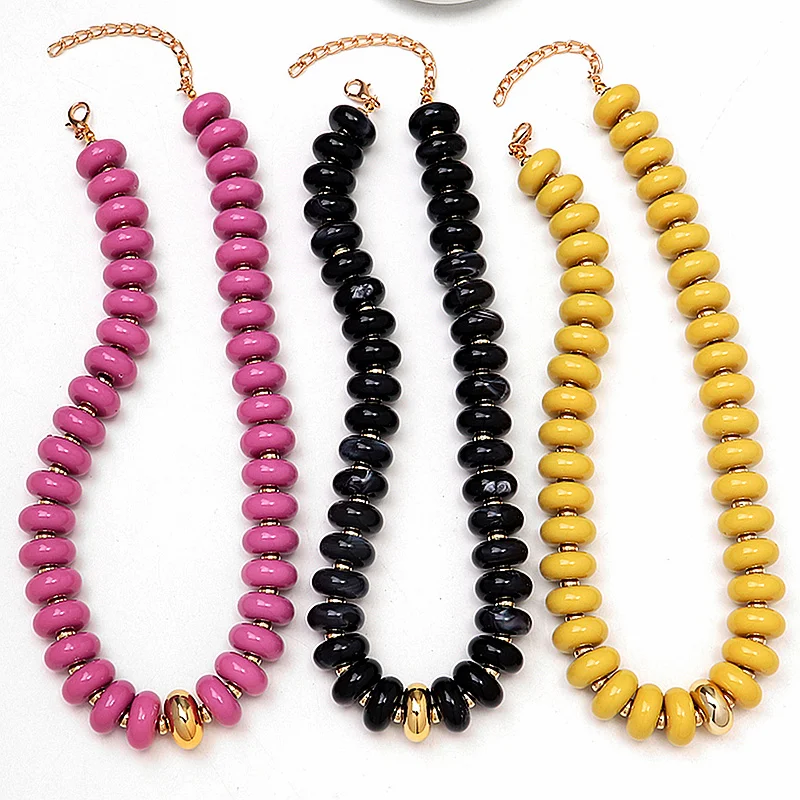 Boho Colorful Acrylic Geometric Abacus Bead Collar Necklaces New Flat Round Beads Choker Necklace 2026 Trendy Jewelry Gift