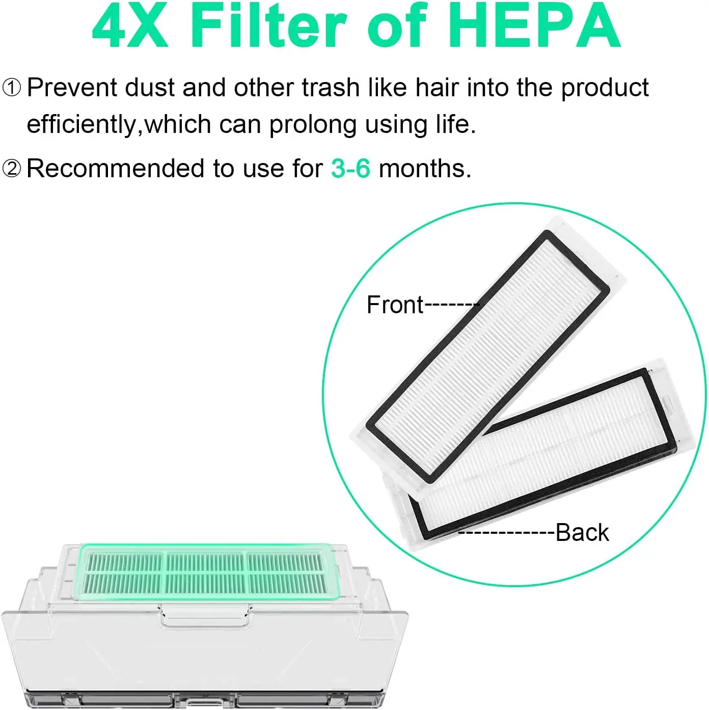 ตัวกรอง Hepa สำหรับ Xiaomi Mijia Roborock S6 MaxV S6 Pure S6 E4 S5 S5 Max E35 E25 E20 S50 S51เครื่องดูดฝุ่น Mop Roller แปรงด้านข้าง