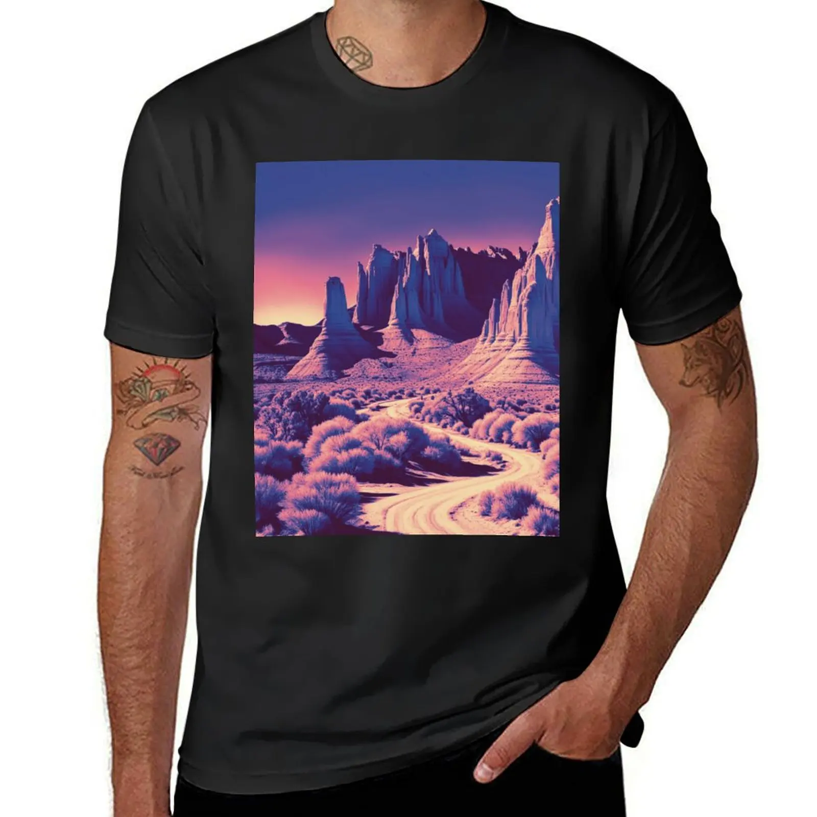 Capitol Reef Landscape in Rose T-Shirt vintage graphic tee quick-drying man t shirt mens designer clothes