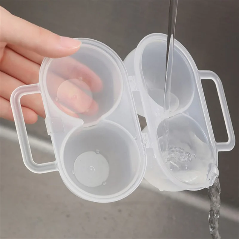 1 قطعة 2-خلية في الهواء الطلق المحمولة صندوق البيض علبة البيض البلاستيكية الثلاجة صندوق تخزين البيض امتصاص الصدمات ومكافحة قطرة تحميل البيض