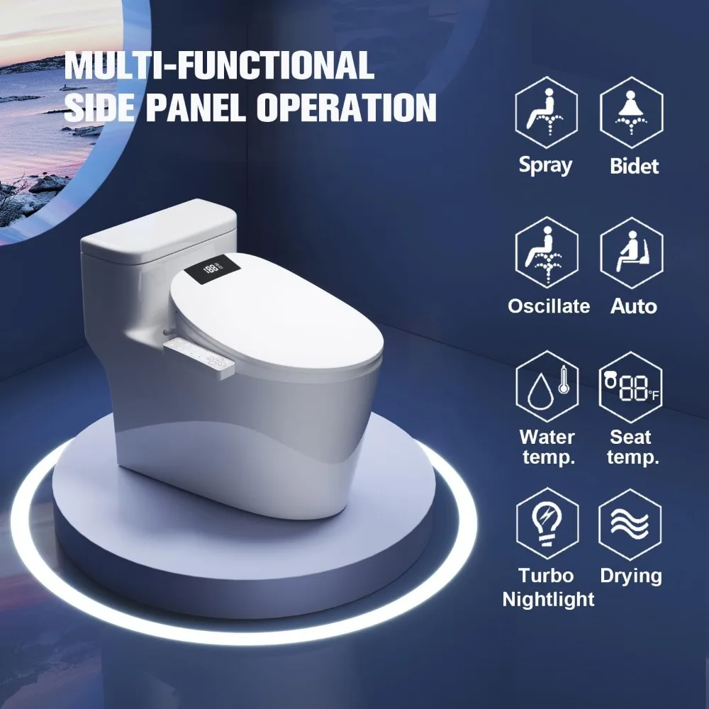 Store Best-Sellers Smart Bidet Toilet Seat with Warm Water Cleaning Heated Seat Air Dry Nozzle Self Cleaning Multiple Modes Soft