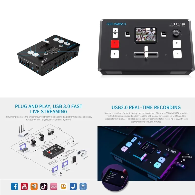 Factory Direct Sale LIVEPRO L1-PLUS Multi-camera Video Mixer Switcher