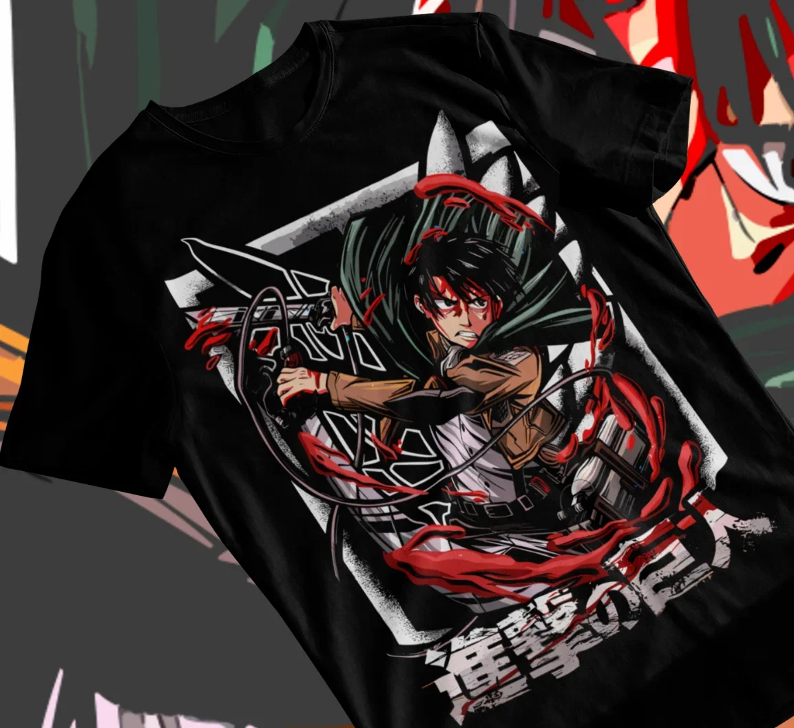 Anime Shingeki no Kyojin Attack on Titan Black T-Shirt Soft Tee