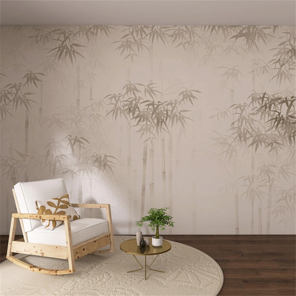 custom New Chinese ink bamboo forest TV background wall cloth Wallpaper living room decoration bedroom atmosphere mural painting