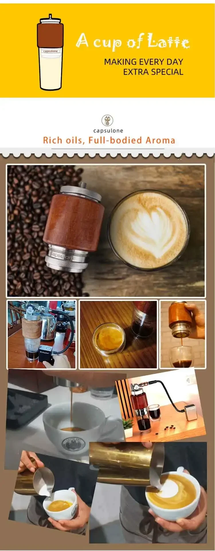 Hot Espresso Machine with Air Pump Portable Air Compressor for High Pressure Extraction Espresso Maker