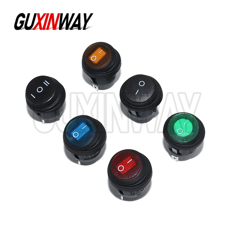 1PCS On Off Waterproof Vehicle Boat Switch Round Switch SPST 3Pin Rocker Switch 6A 10A 250V 125V AC LED