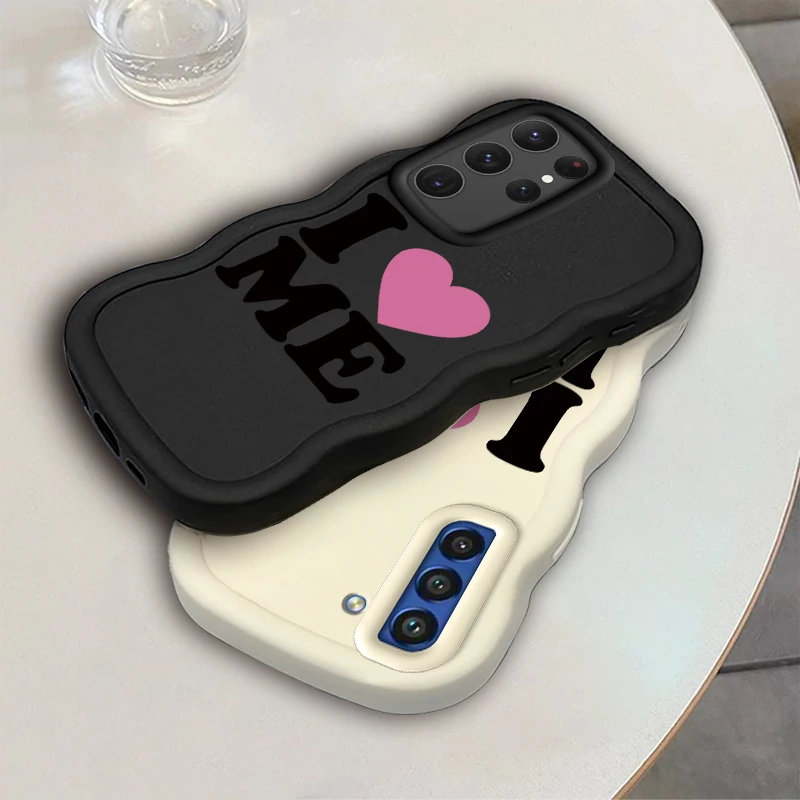 Love Me Fashion Wave Cassa Del Telefono Per Samsung Galaxy S21 S22 S23 FE S24 S25 PLUS ULTRA Morbida Protettiva Macaron Copertura