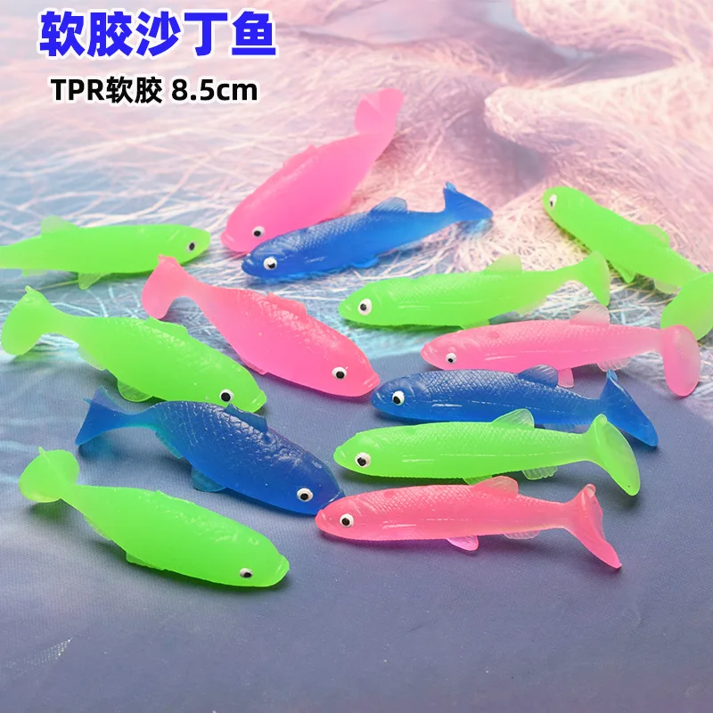 Simulation Soft Rubber Simulated Sardine Decoration Ocean Toy Dolls Translucent Long Carp Crucian Animals Model 10pc/lot