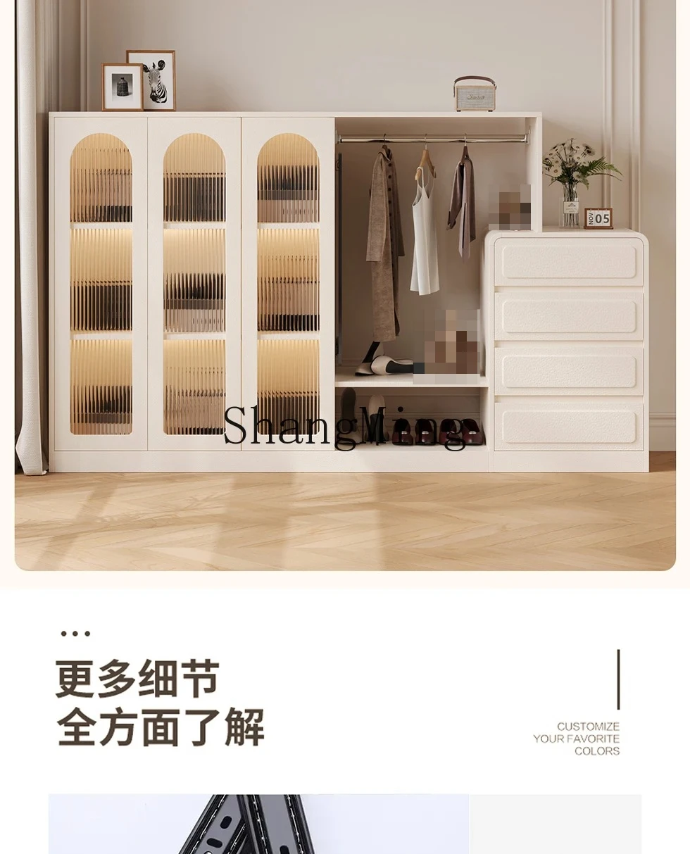 

ZYYCream Wind Integrated Bedroom Locker Bedside Storage Small Unit Coat Rack Locker