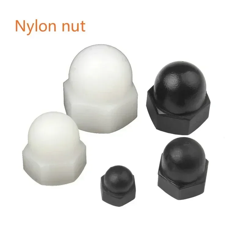 25pcs/bag Whit/Black/Silver Nylon/Nickel Cap Nuts Decorative Cover Semicircle Acorn Nut  M3 M4 M5 M6 M8 M10 M12